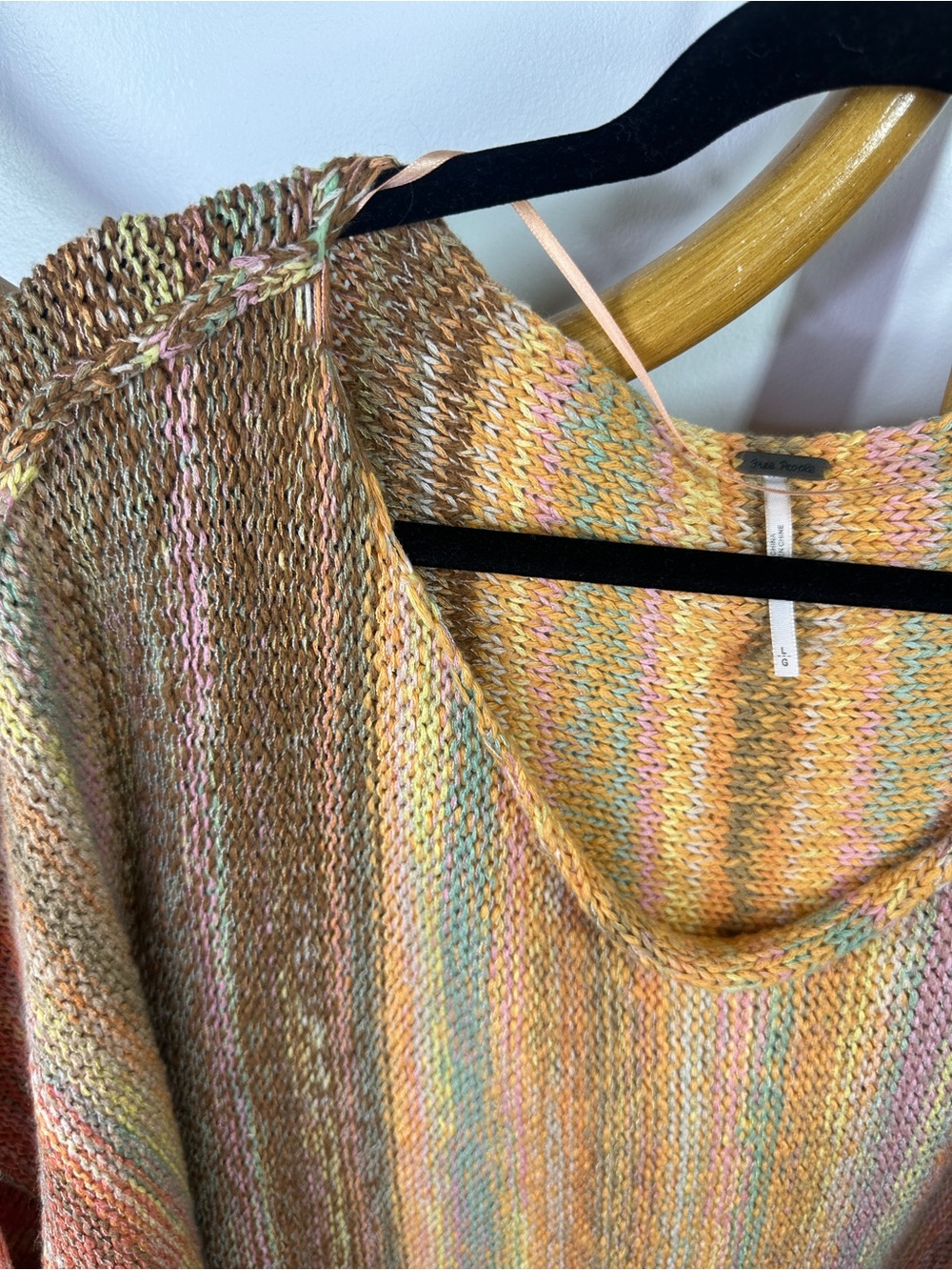 Free People Radiate Striped Pullover Fringe Colorful Sweater sz L - Picture 5 of 9